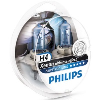 Автолампа галогенная PHILIPS H4 BLUEVISION ULTRA 12V 60/55W  (2шт.)